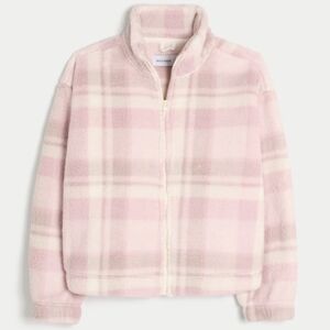 Hollister Gilly Hicks Lilac Plaid Sherpa Full-Zip Jacket